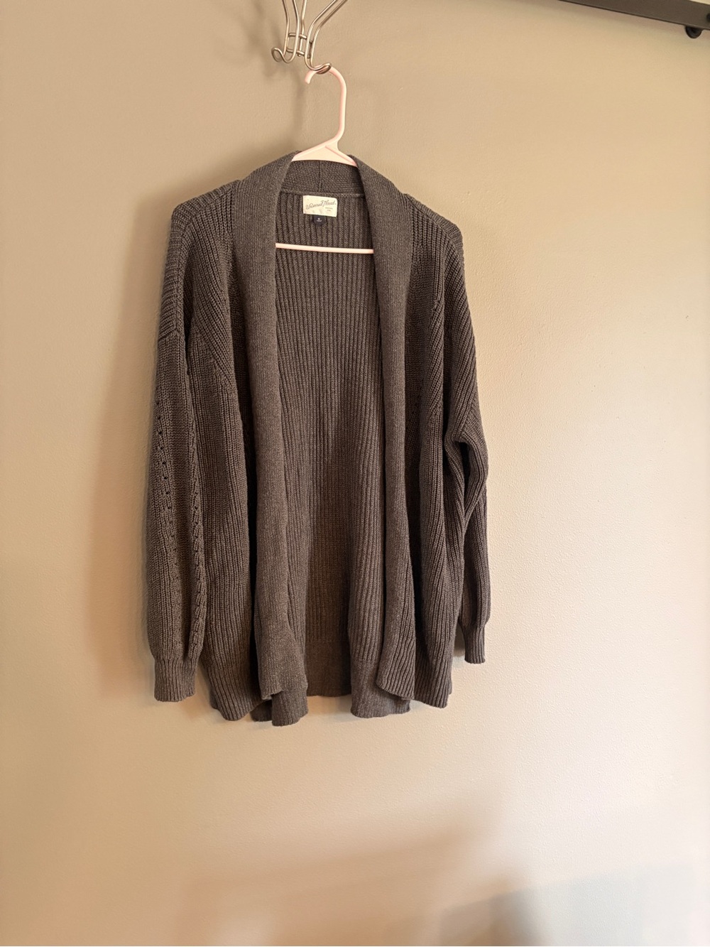 Universal Thread Open-Front Ribbed Cardigan in Charcoal